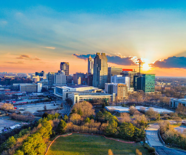 Downtown Raleigh, North Carolina, USA Drone Skyline Aerial